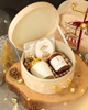 Vintage Round Suede Candle Jar Packaging Luxury Gold Handle Gift Card Display Case Christmas Embroidery Gift Trinket Jewelry Box