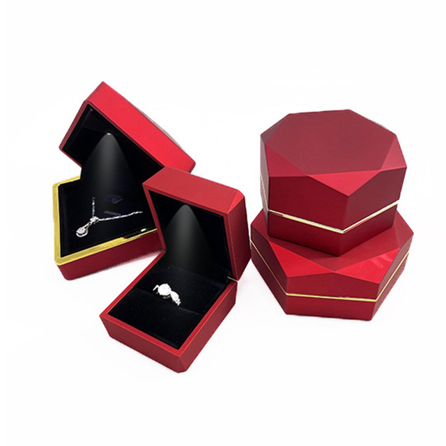 Display Ring Necklace Jewelry box plastic box With custom logo Diamond Ring Box with Led Light
