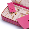 Custom Portable PU Leather Ladies Travel Jewellery Box Zip Case Storage Organizer Box