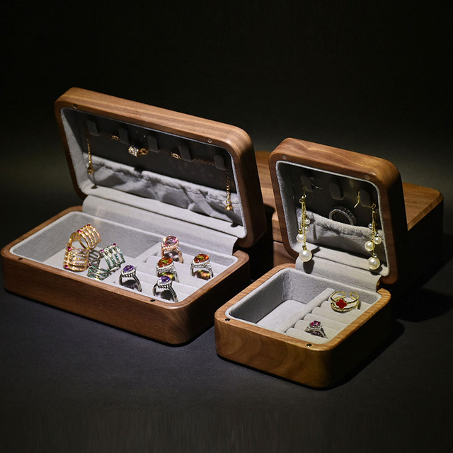 Jewelry Display Box Micro Fiber Jewelry Display Case Necklace Ring Earring Storage Organizer