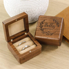 Wedding Ring Box Custom Engraved Wooden Ring Holder Square Double Ring Box Gift Box