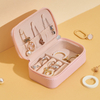 Leather necklace earrings rings package custom logo pink mini portable travel gift storage box jewelry