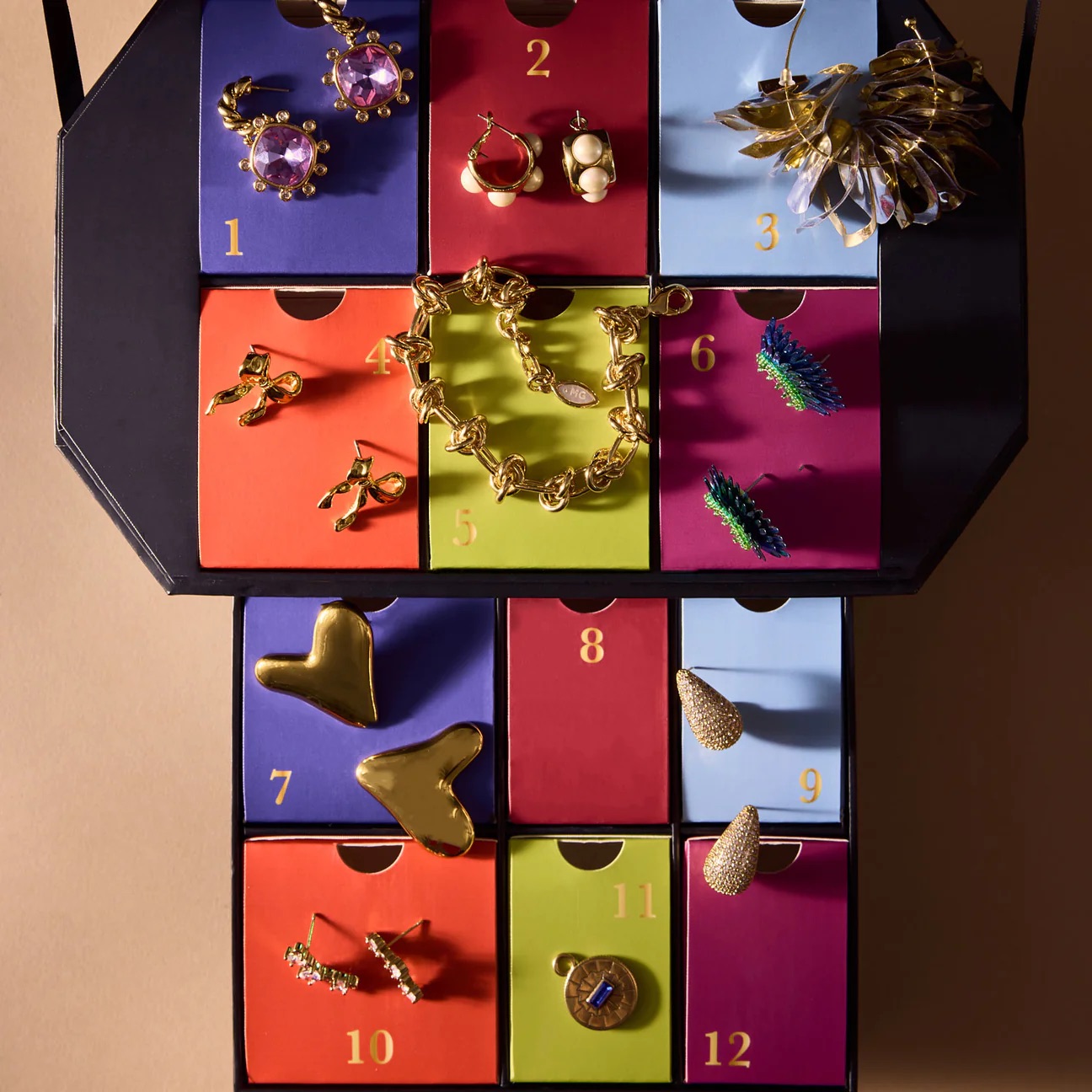 Luxury Jewelry Storage Box Christmas Advent Calendar Jewelry Gift Box Custom Logo Paper Drawer Jewelry Packaging Calendar Box