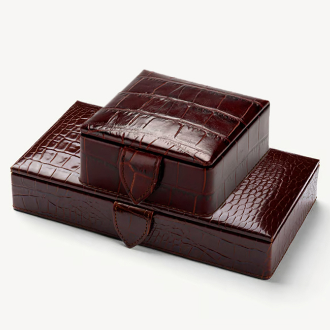 Premium Watch Jewelry Packaging Box Cases Cufflinks Collection Box Brown Leather Watch And Bracelet Jewelry Gift Box for Men