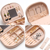 Travel Jewelry Case Small Portable Seashell-shaped Jewelry Box PU Leather Mini Jewelry Organizer with Mirror 