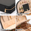 Wholesale Jewelry Case Double-Layer Portable Earrings Lipstick Watch Storage Black Jewelry Box with Mirror 