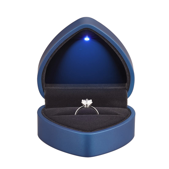 High Quality Heart Shape Red Led Light Ring Pendant Necklace Box Jewelry Storage Packaging Box 