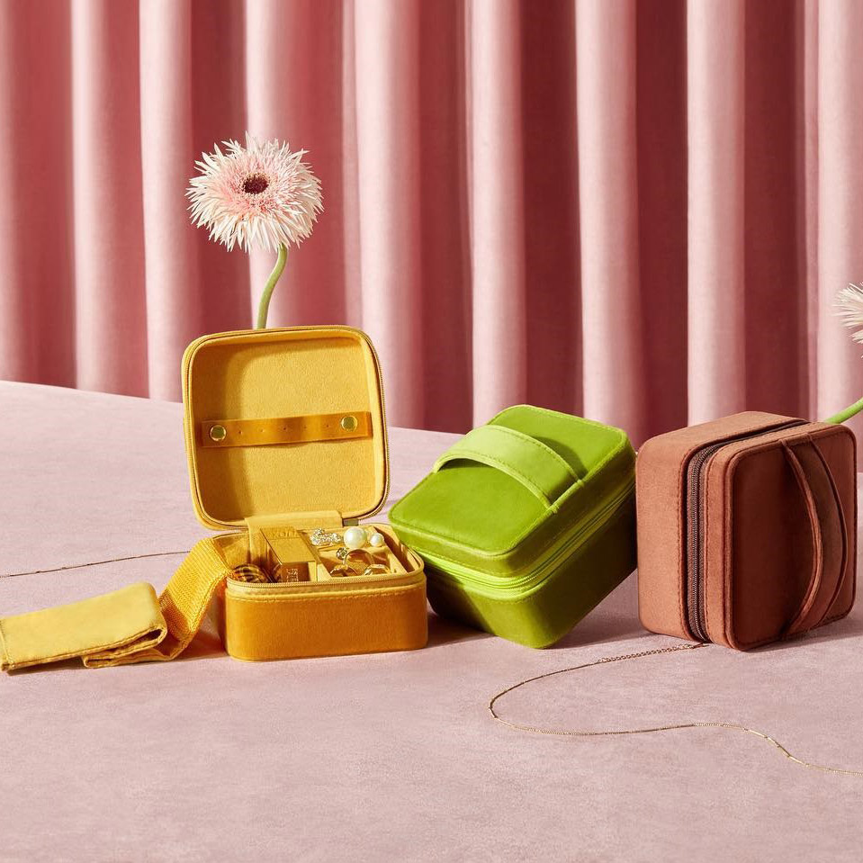 Travel Home Storage Portable Jewelry Necklace Display Box Light Green Jewelry Flat Bags And Boxes Earrings Ring Watch Organizer