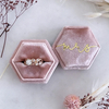 Gorgeous Vintage Hexagon Premium Velvet Jewelry Double Ring Gift Packaging Box with Detachable Lid For Wedding