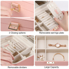 Luxury PU Leather Double Layer Travel Jewelry Storage Packaging Box Large Capacity Earrings Bracelets Rings Watches Organizer Case