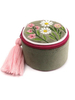 Sage Green Embroidered Flower Jewelry Box