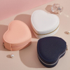 New Small Portable Heart Shaped Pu Leather Zipper Earrings Ring Jewelry Travel Storage Box for Valentine's Day Gift