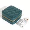 New Mesh Texture PU Leather Double Layer Portable Travel Stud Earrings Necklace Ring Jewelry Organizer Box with Zipper