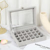 Creative Simple Portable Solid Color Single Layer Velvet Multi Grid Large Capacity Jewelry Ring Earrings Necklace Storage Box with Window