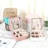 Custom Small Travel Simple Portable Zipper Flip Ring Necklace Earrings Jewelry Storage Box Flannel Lining