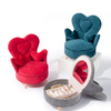 Creative Love Flannel Sofa Shape Ring Earring Necklace Jewelry Box Fashion Mini Carry Cosmetic Bag Storage Box With Mirror
