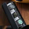New Arrival Portable Travel Round Leather Men's Cufflinks Watch Ring Jewelry Storage Packaging Box Wholesale
