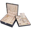Large Leather Jewelry Organizer Storage Case Box with Two Layers Display for Earrings Bracelets Rings Watches