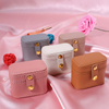 New Mini PU Leather Simple Jewelry Stud Earrings Ring Storage Packaging Box With Buttons Close