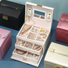 Luxury Girls Jewelry Ear Studs Ring Earrings Necklace Bracelet Multi-layer Organizer Storage Box with Drawer And Mirror