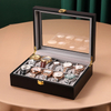 Household Solid Wood Watch Storage Display Box Luxury Watch Jewelry Box With Clear Glass Window