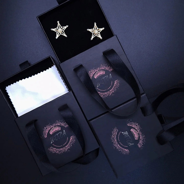 Custom Jewellery Bag Earrings Gift Box Paper Cardboard Ring Drawer Jewelry Box with Logo Necklace Bracelet Best Wedding Gift Bag