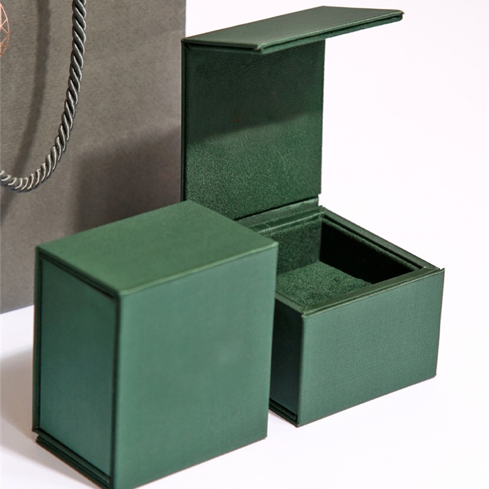 Magnetic Flap Small Ring Jewelry Box Earring Bracelet box green velvet jewelry Snap Gift Boxes packaging wholesale