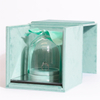 Custom Candy Jewelry Ring Box Clear Glass Dome Wedding Favor Ring Boxes with Ribbon Mirror Flip Magnetic Closure Jewelry Box