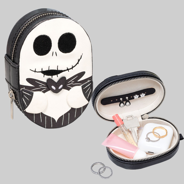 Nightmare before Christmas Bag Custom Halloween Makeup Bag Travel Storage Zipper Ring Earrings Bracelet Gift Jewelry Box Pouch 