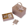 Satin Portable Jewelry Gift Box Organizer Packaging Gilded Printed Logo Luxury Jewelry Box with Bag for Ring Necklace Bracelet