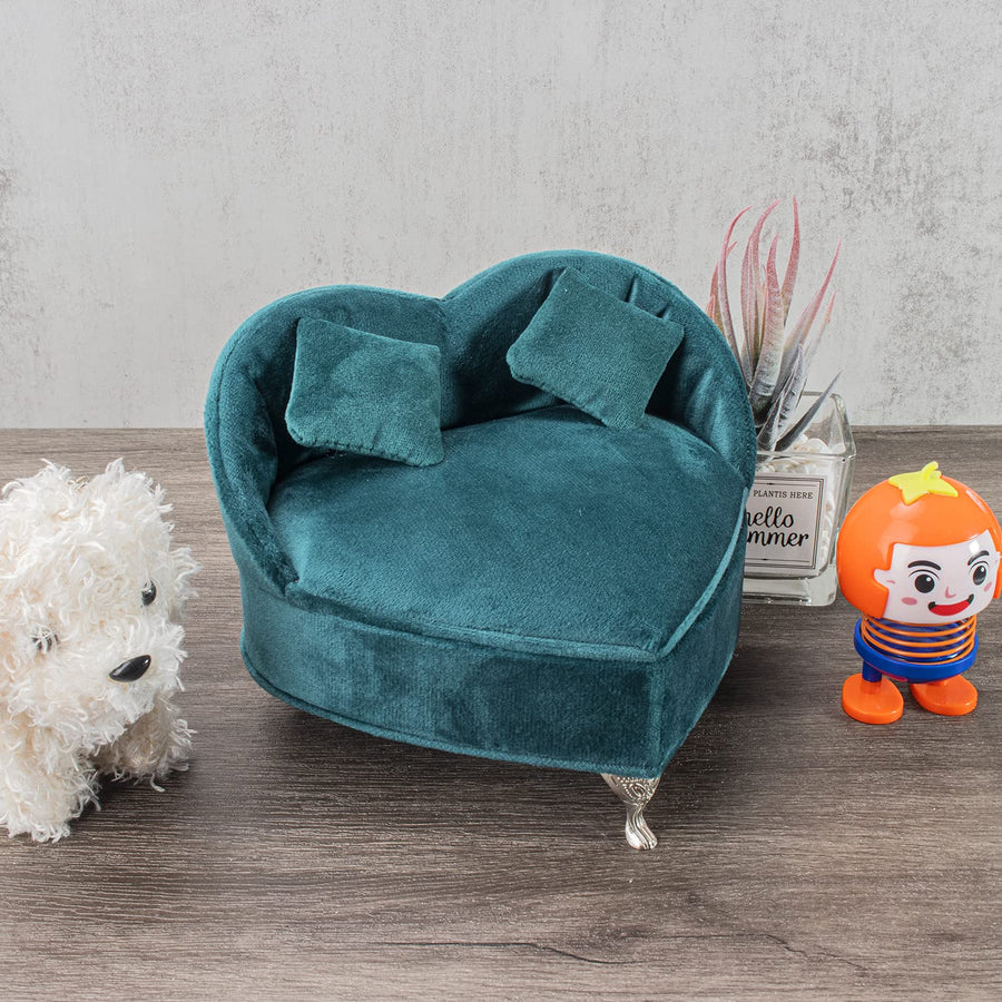 Heart Shaped Sofa Earring Ring Jewellery Organiser Valentine's Day Gift Portable Velvet Luxury Bracelet Necklace Sofa Jewelry Box