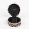 Zipper Leopard Print Jewelry Ring Gift Boxes Fabric Velvet Embroidered Logo Women's Earring Organizer with Two Compartments