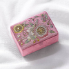 Custom Logo Princess Pink Jewelry Box Packaging Mirror Hand Embroidered Cute Velvet Ring Organizer Box Gift for Girlfriend Women