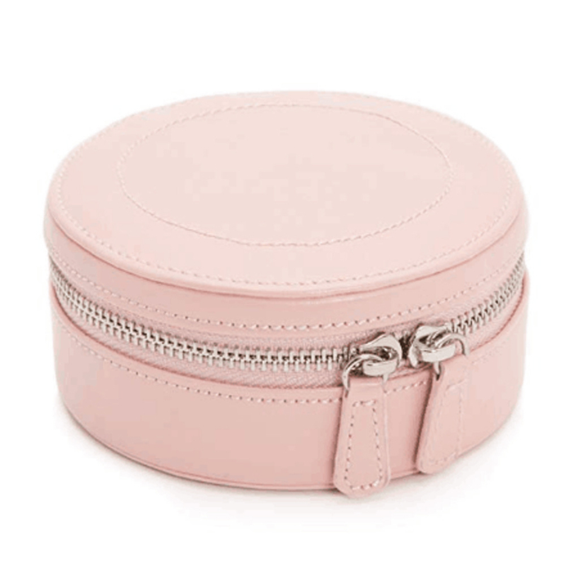 Portable Travel Round Shape Earrings Bracelet Storage Box Jewellery Case zipper Leather Mini Jewelry Box