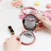 Portable zipper Round Shape Jewelry Necklace Ring Box Velvet Jewelry Gift Boxes makeup box With mirror