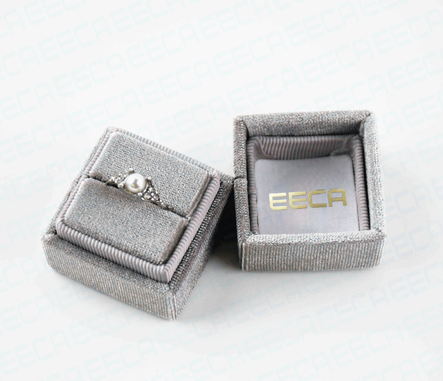 Luxury square single earring ring velvet gift packaging box custom logo velvet jewelry storage box with foam insert