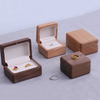 Vintage Wooden Wedding Ring Proposal Diamond Jewelry Gift Packaging Box Double Ring Storage Box