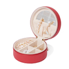 Custom Luxury Small round Storage Case Women Leather Travel Jewelry packaging Boxes With mirror