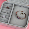Small Elegant Pink zipper Leather Travel Jewelry Box Holder With Storage jewelry box travel