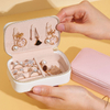 Leather necklace earrings rings package custom logo pink mini portable travel gift storage box jewelry