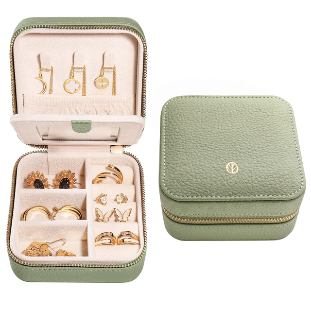 Custom Earring Ring Leather Jewelry Box Organizer Case Travel Storage Jewelry Leather Box 