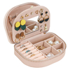 Travel Jewelry Case Small Portable Seashell-shaped Jewelry Box PU Leather Mini Jewelry Organizer with Mirror 