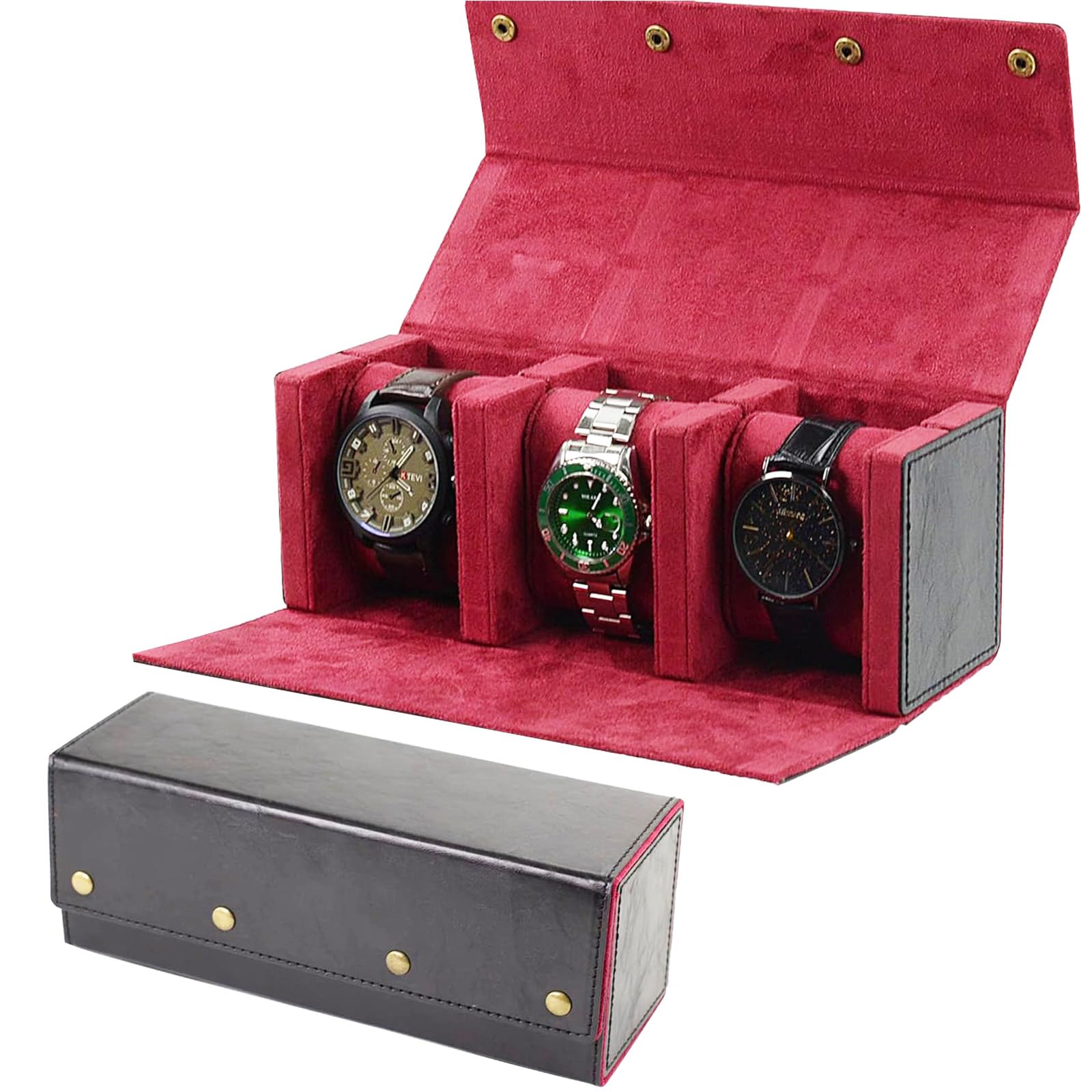 Custom Watch Roll Travel Case 3 Slots Luxury Leather Portable Storage Box Organizer for Watches