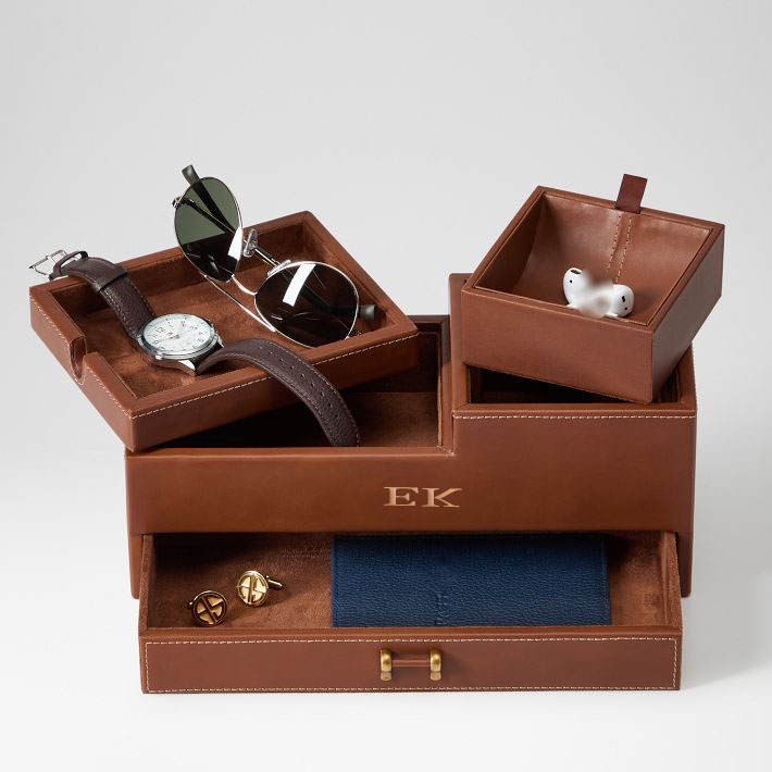 Leather Stackable Dressing Table Tray Ring Watch Necklace Box Packaging Jewelry Belt Storage Sunglasses Case Luxury Packaging
