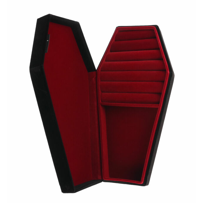 Bat Embroidery Velvet Coffin Jewelry Box Halloween Custom Design Pendant Ring Storage Box Trinket Necklace Set Display Box