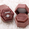 Custom Jewelry Packaging Gift Color Velvet Double Hexagon Ring Box Handmade Lovely Color Ring Box Engagement Velvet Ring Box