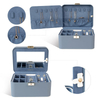 Wholesale High End Luxury PU Leather Custom Logo Printed Jewelry Organizer Box Jewelry Boxes with mirror For Travel