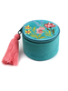Sage Green Embroidered Flower Jewelry Box