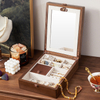 New Arrival Black Walnut Solid Wood Earrings Necklace Ring Jewelry Storage Box with Velvet Lining And Mirror