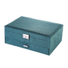 Double Drawer Dark Green Suede Cloth Jewelry Necklace Bracelet Ring Earring Storage Box With Lock